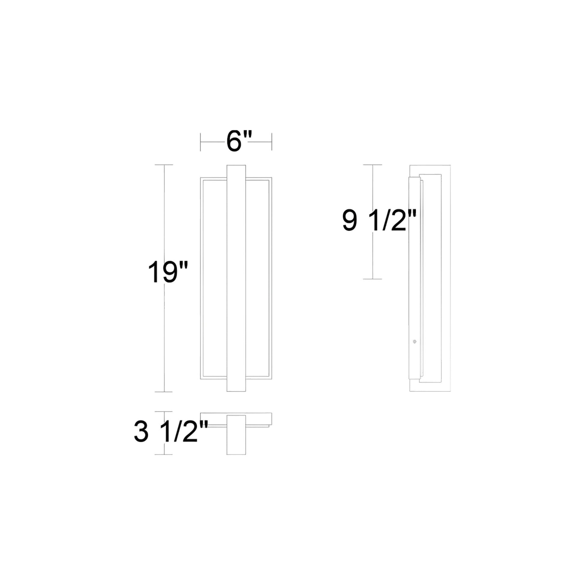 Seafoam Outdoor LED Wall Light - line drawing.