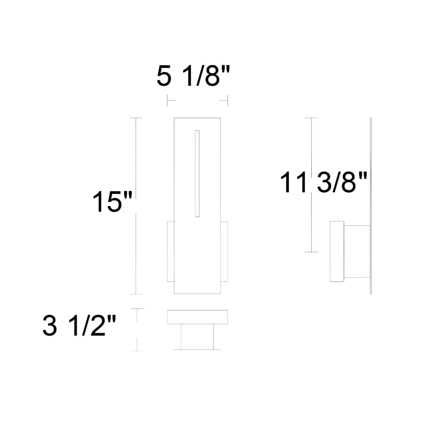 Slot Outdoor LED Wall Light in - line drawing.