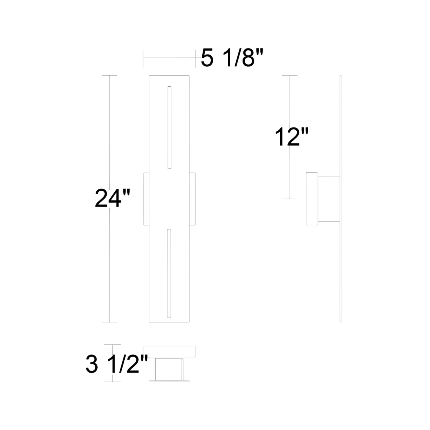 Slot Outdoor LED Wall Light in - line drawing.