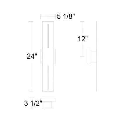 Slot Outdoor LED Wall Light in - line drawing.