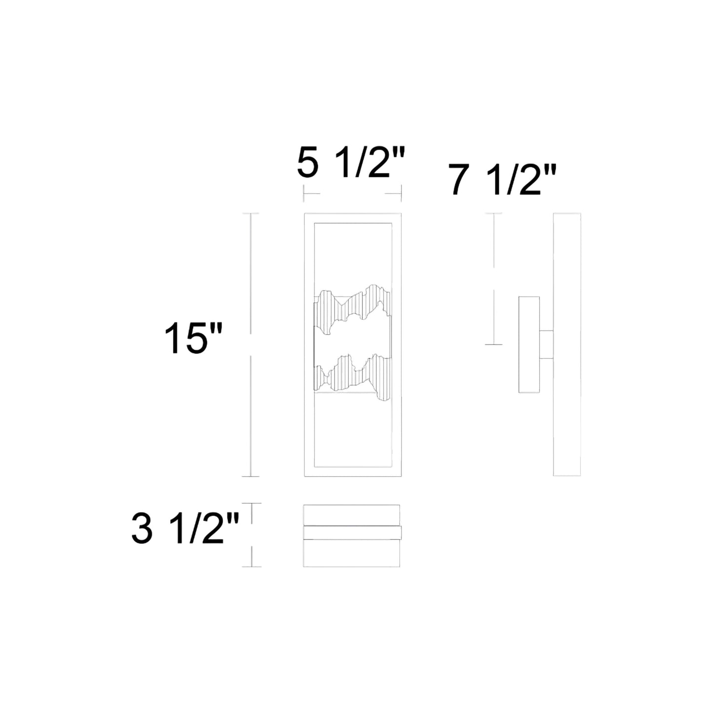 Sunrize Outdoor LED Wall Light - line drawing.