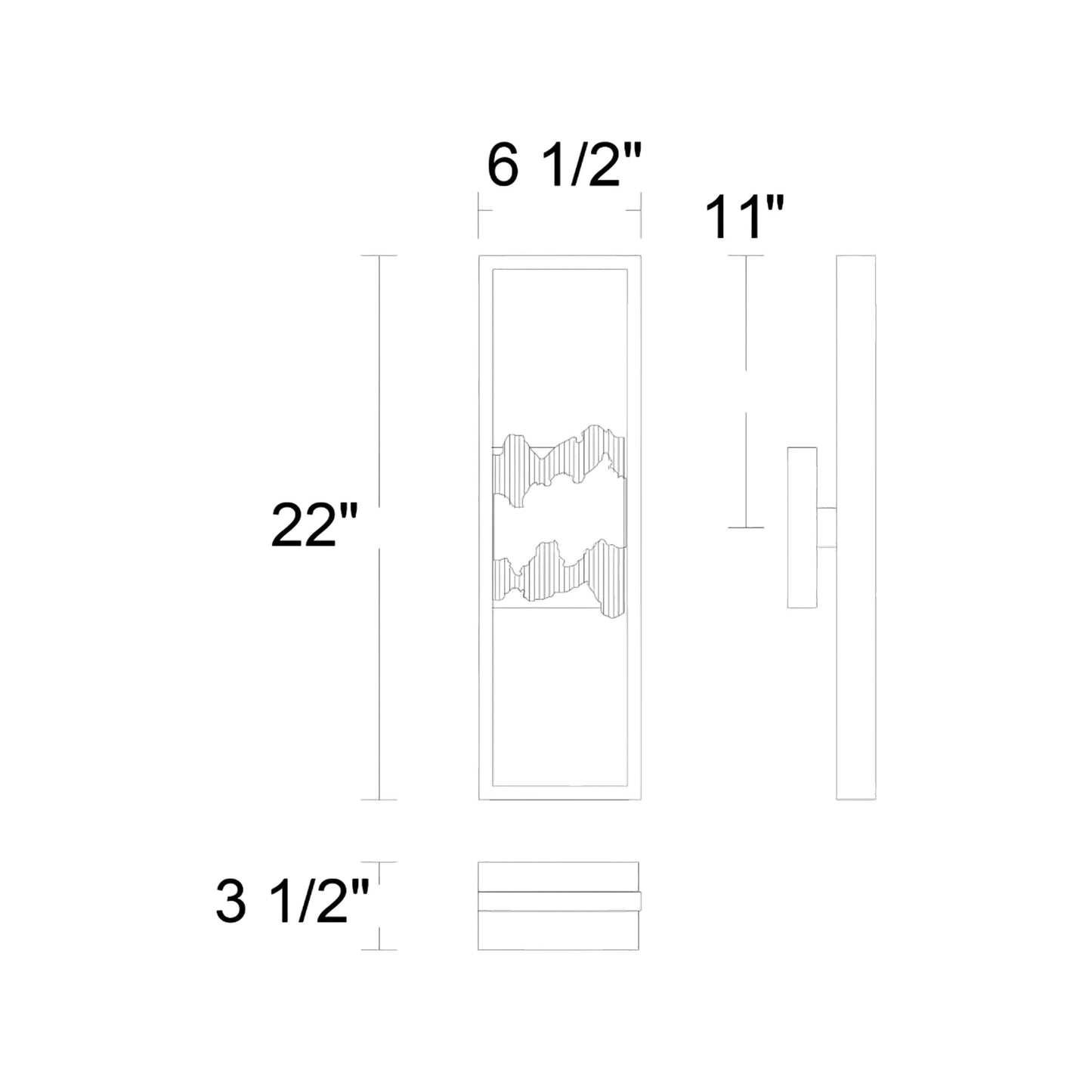 Sunrize Outdoor LED Wall Light - line drawing.