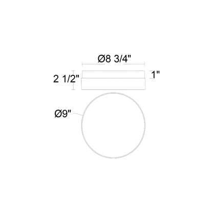 Sunspot Outdoor LED Flush Mount Ceiling Light - line drawing.