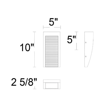 Taper Outdoor LED Wall Light - line drawing.