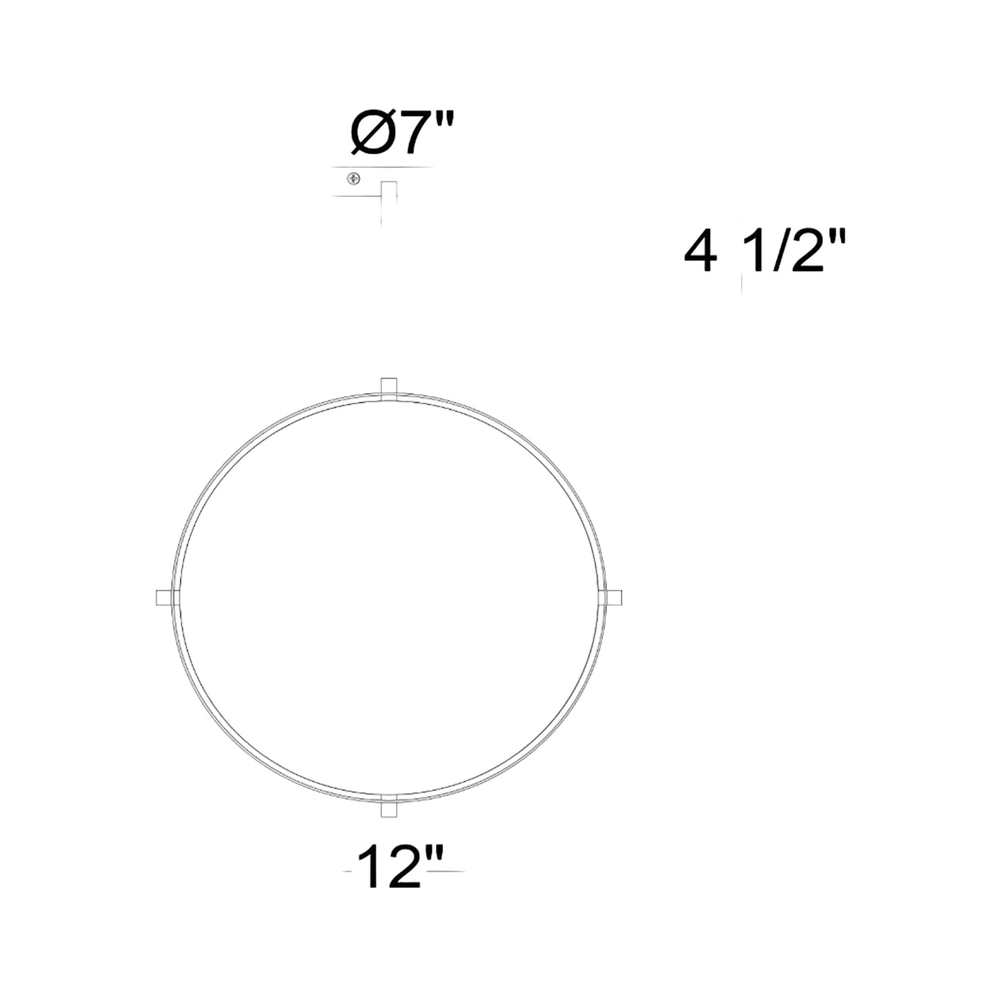 Ted Outdoor LED Flush Mount Ceiling Light - line drawing.