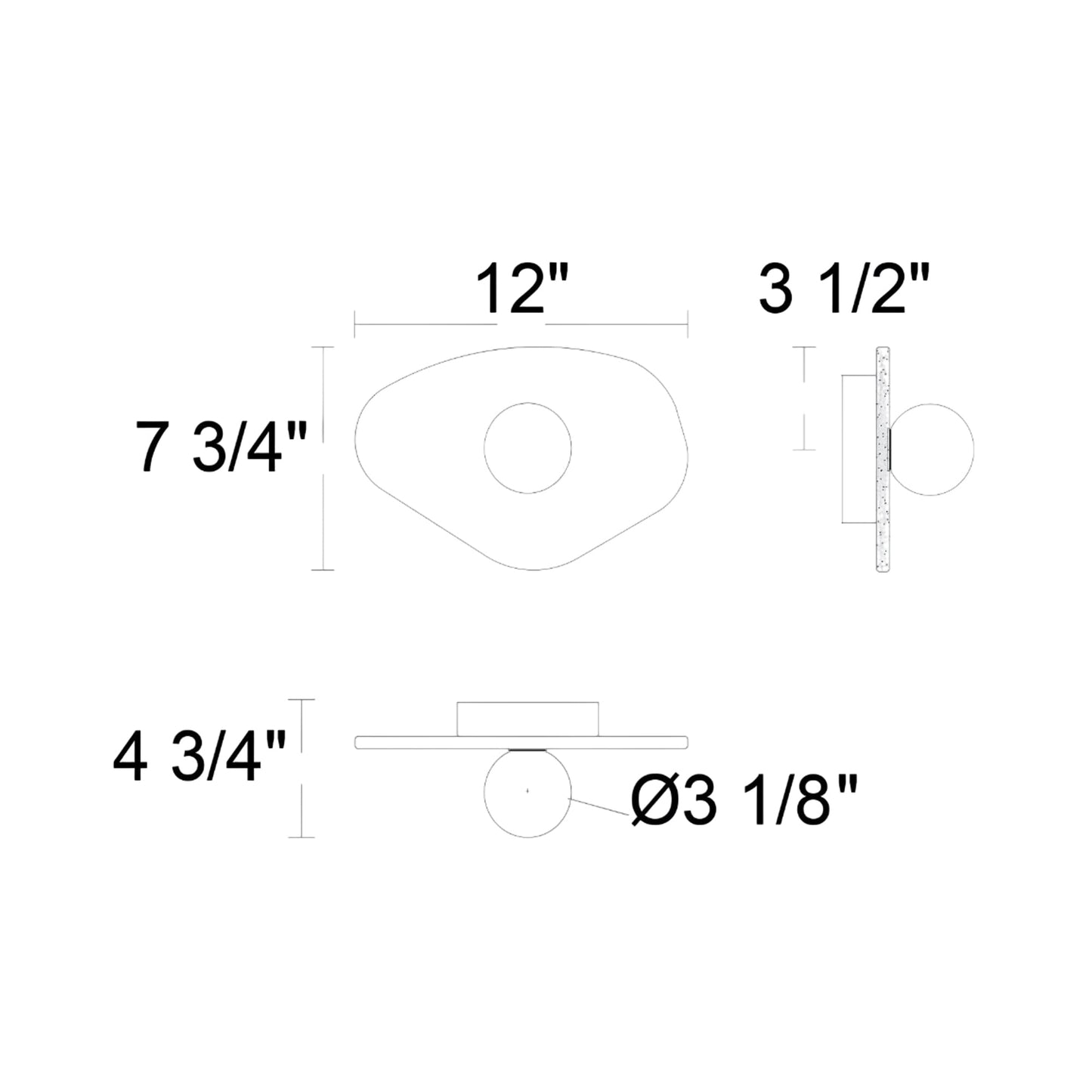 Tenere Outdoor LED Wall Light - line drawing.