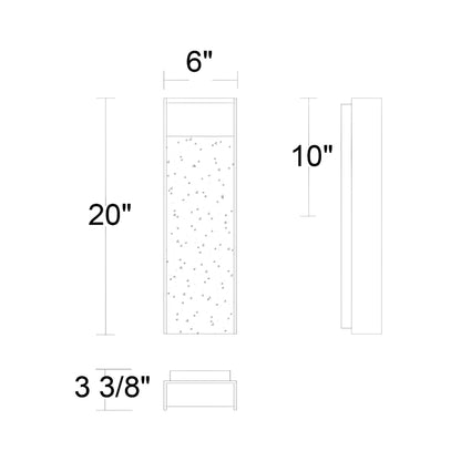 Terrazzo Outdoor LED Wall Light - line drawing.