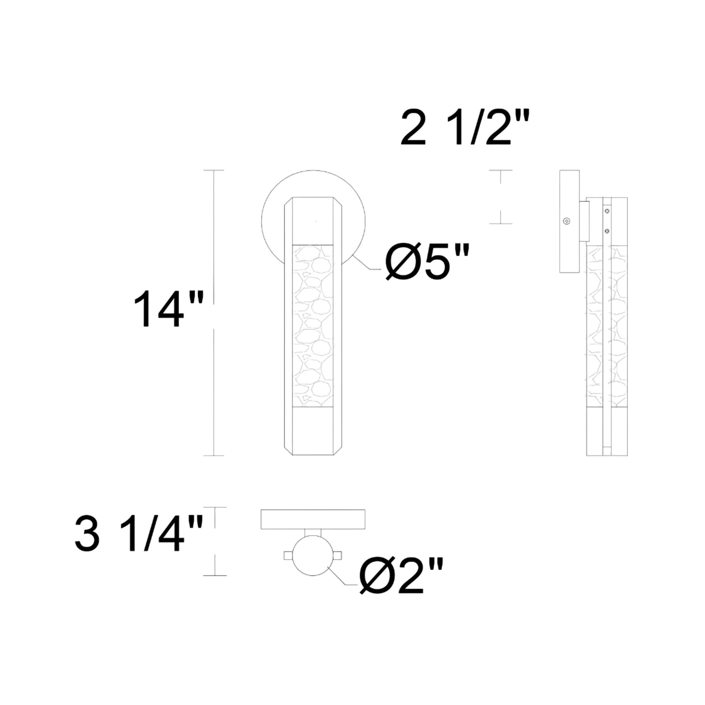 Tig Outdoor LED Wall Light - line drawing.