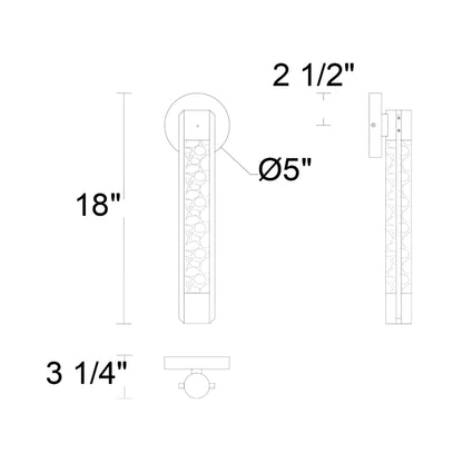 Tig Outdoor LED Wall Light - line drawing.