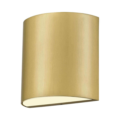 Veil Outdoor LED Wall Light in Brushed Brass.