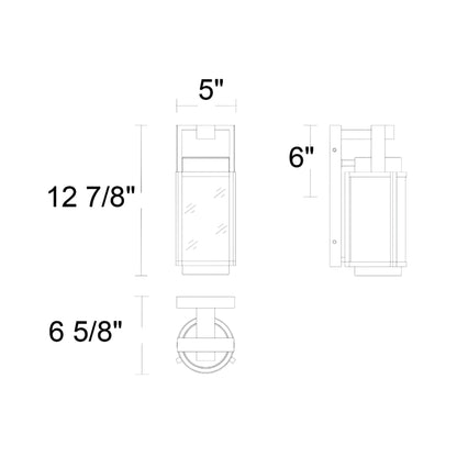 Winston Outdoor LED Wall Light - line drawing.