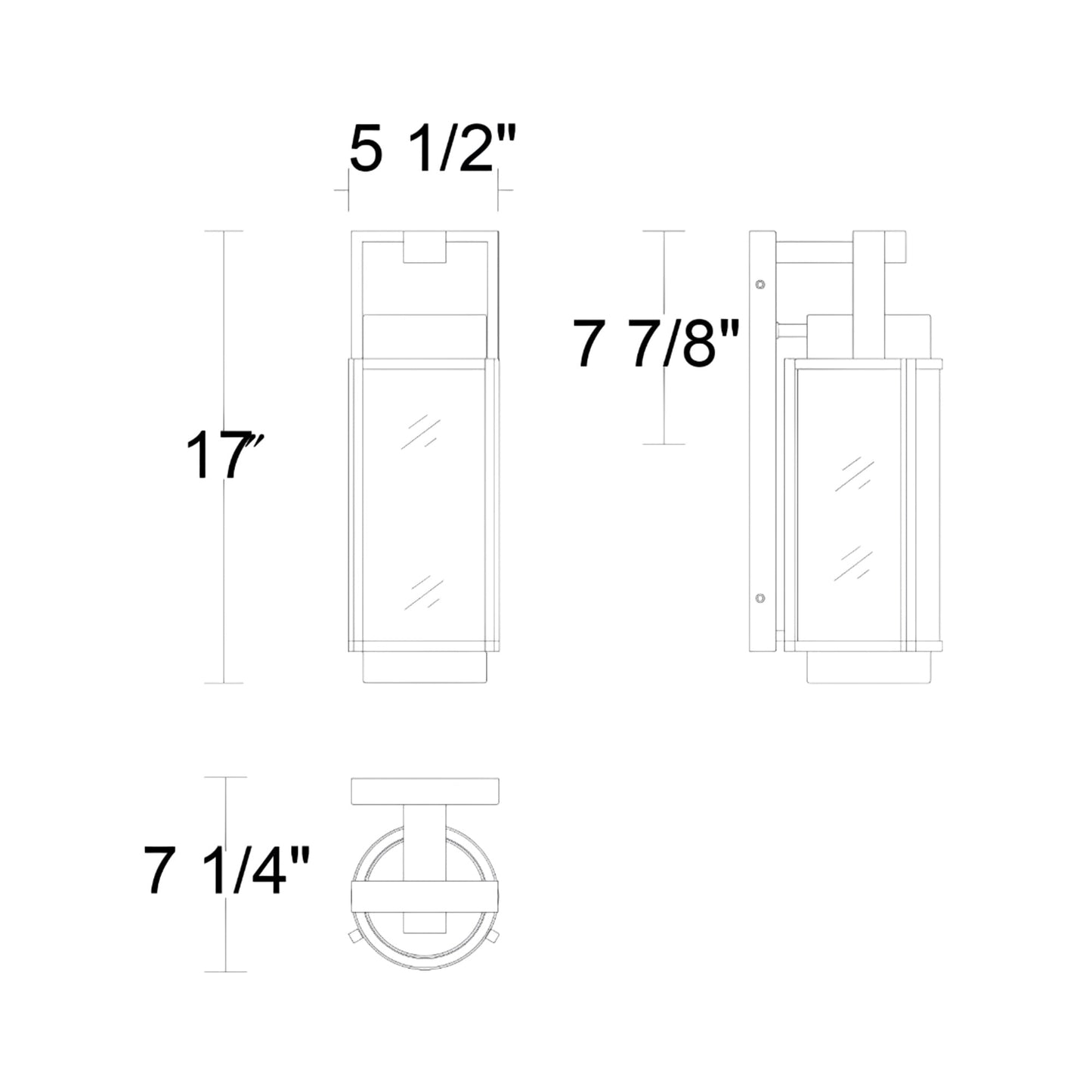 Winston Outdoor LED Wall Light - line drawing.