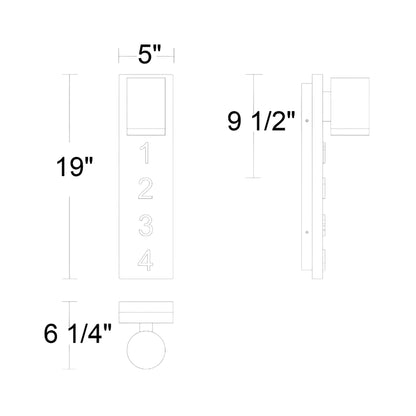 Woodone Outdoor LED Wall Light - line drawing.