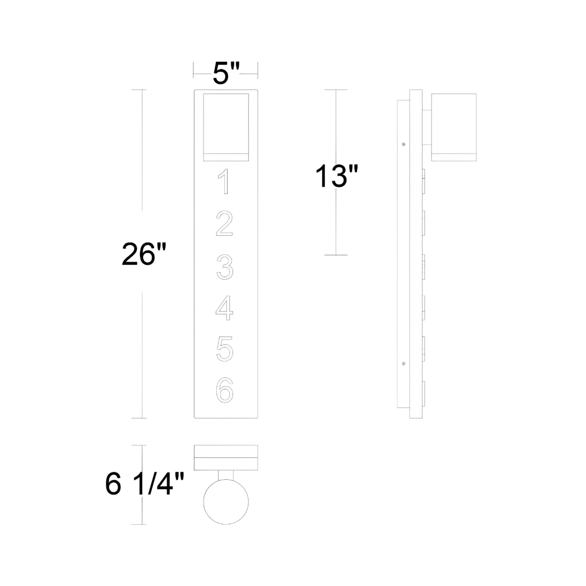 Woodone Outdoor LED Wall Light - line drawing.
