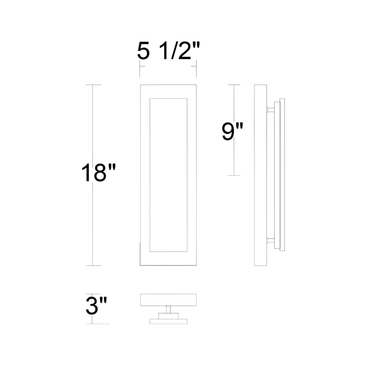 Zoey Outdoor LED Wall Light - line drawing.