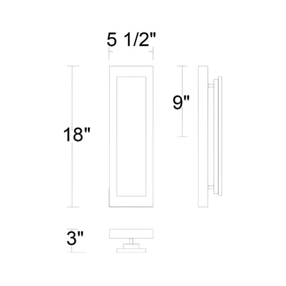 Zoey Outdoor LED Wall Light - line drawing.