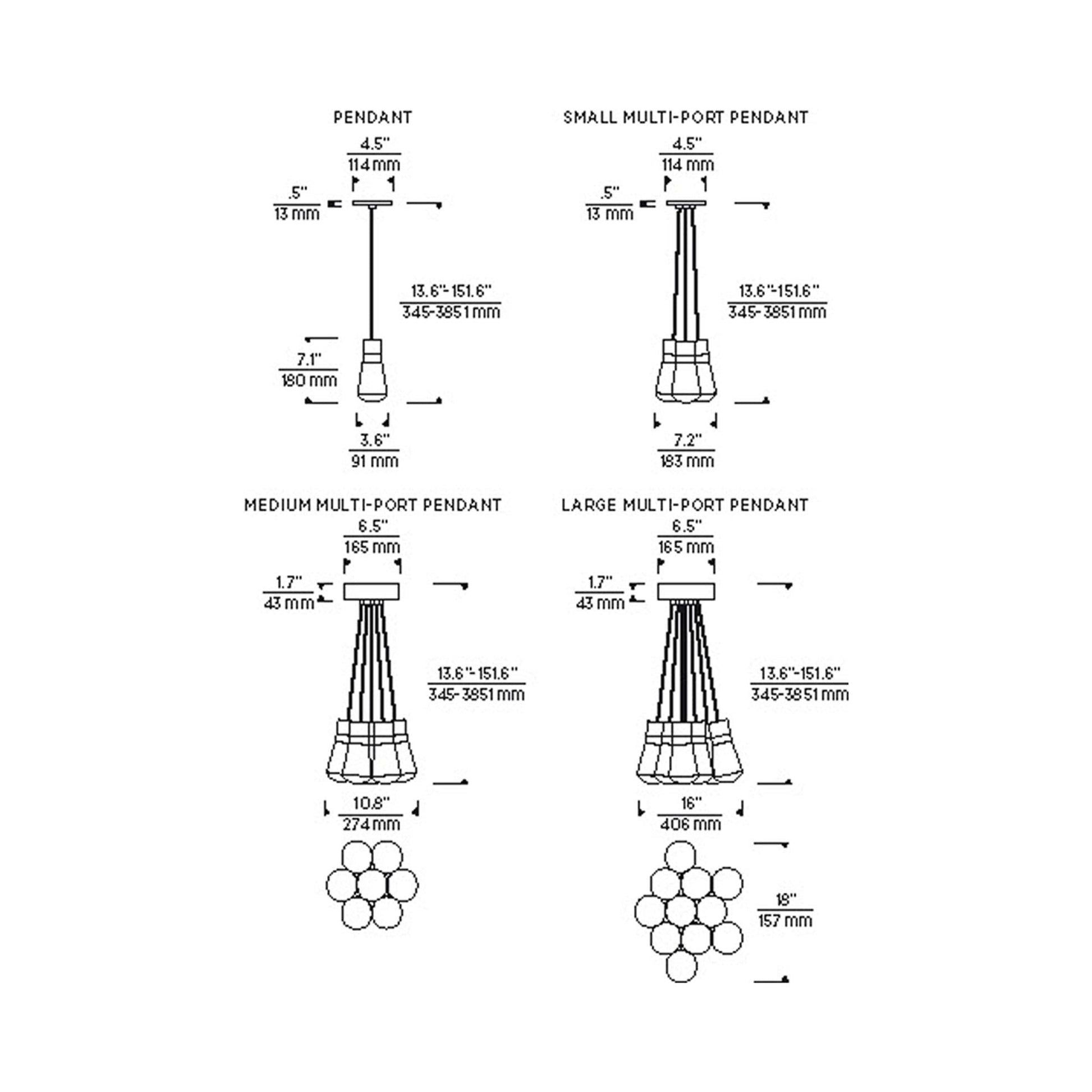 Alva 11-Light LED Pendant Light - line drawing.