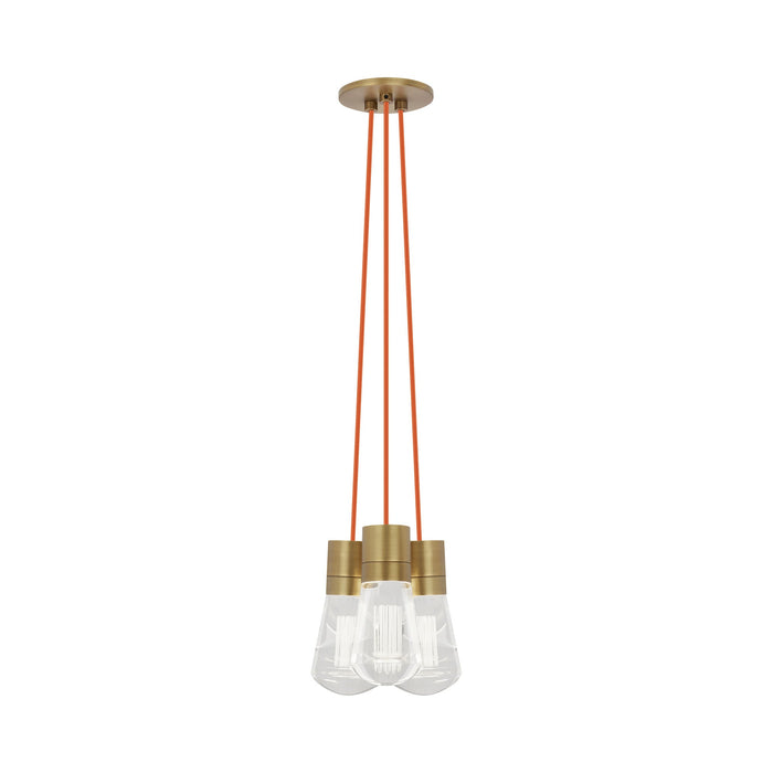 Alva 3-Light LED Pendant Light in Orange/Aged Brass.