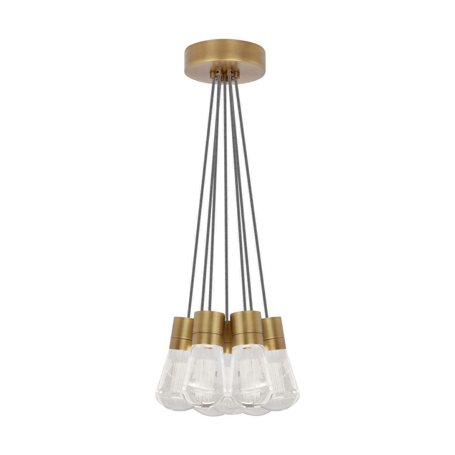 Alva 7-Light LED Pendant Light in Aged Brass/Black/White.