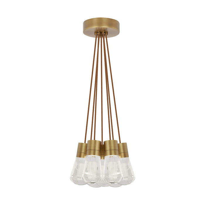 Alva 7-Light LED Pendant Light in Aged Brass/Copper.