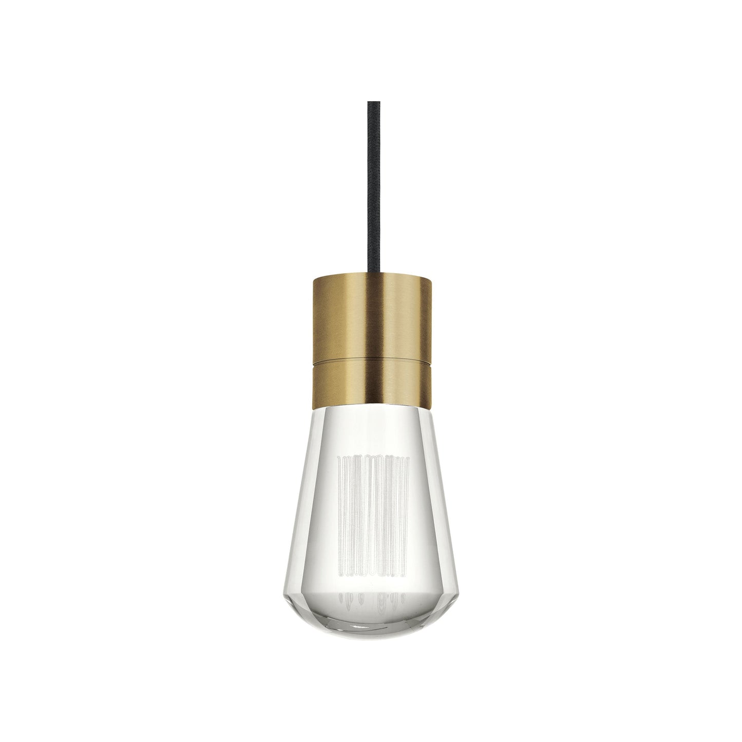 Alva LED Pendant Light in Black/Aged Brass.