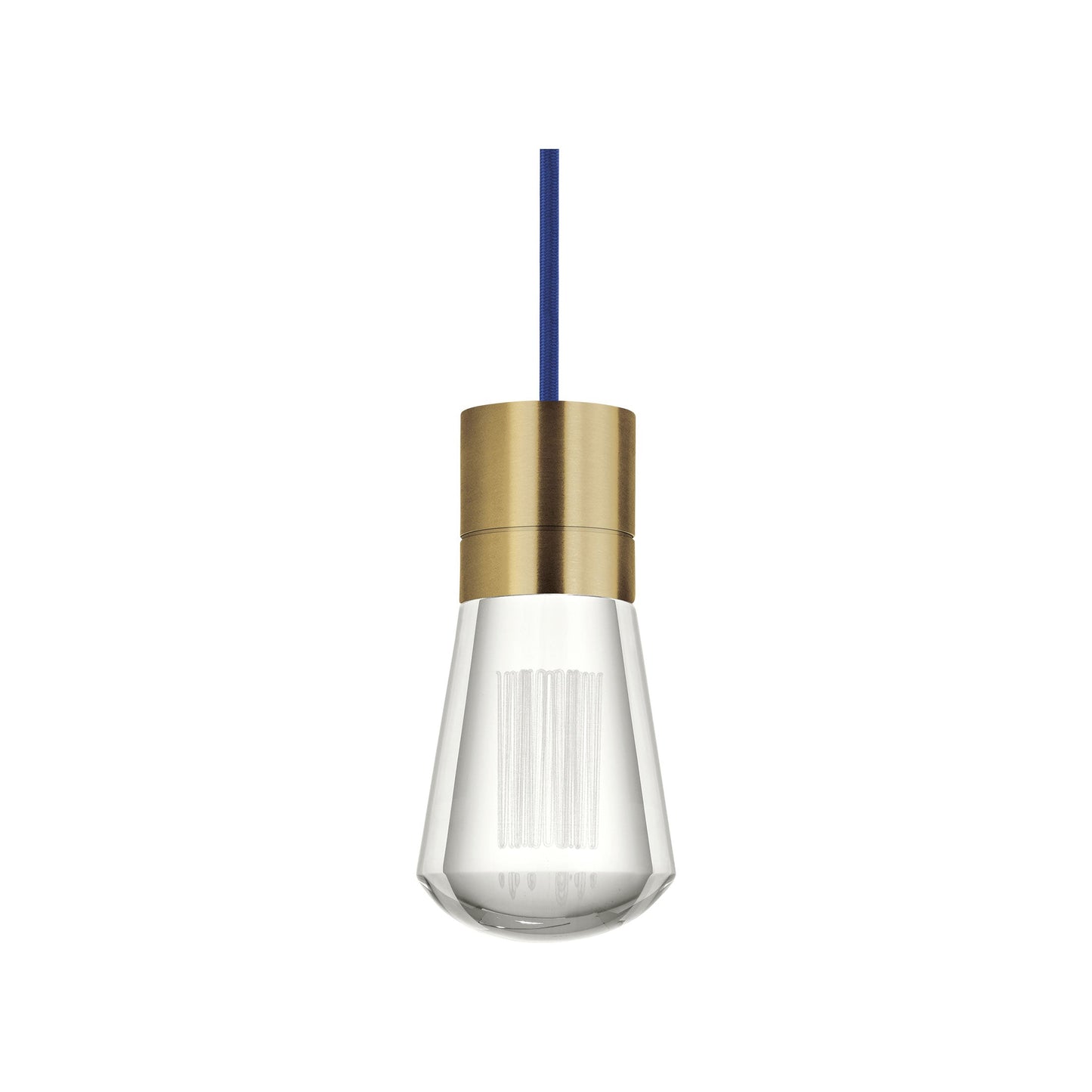 Alva LED Pendant Light in Blue/Aged Brass.