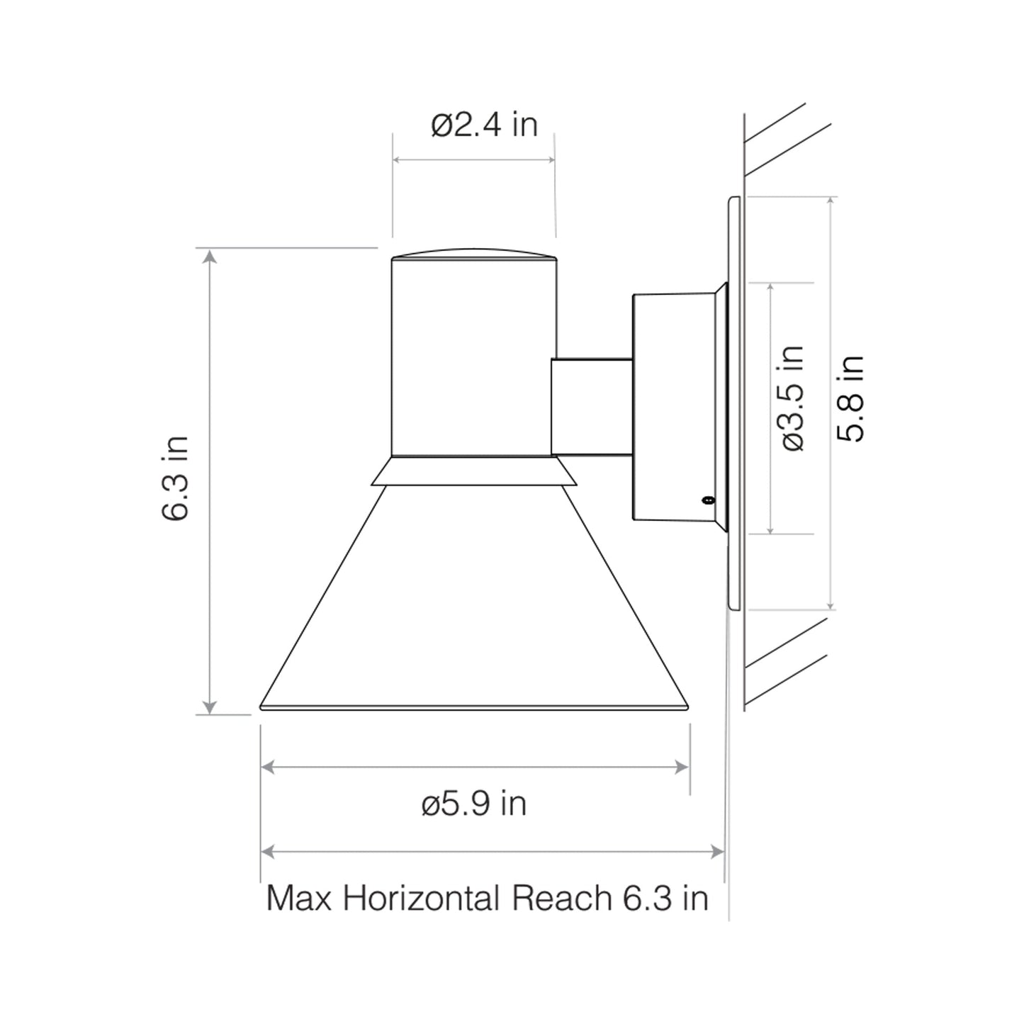 Type 80 W4 Wall Light - line drawing.