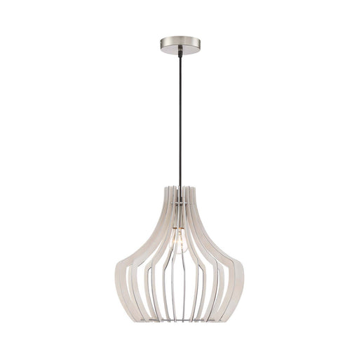 Wood Pendant Light with Tapered Round Shade.