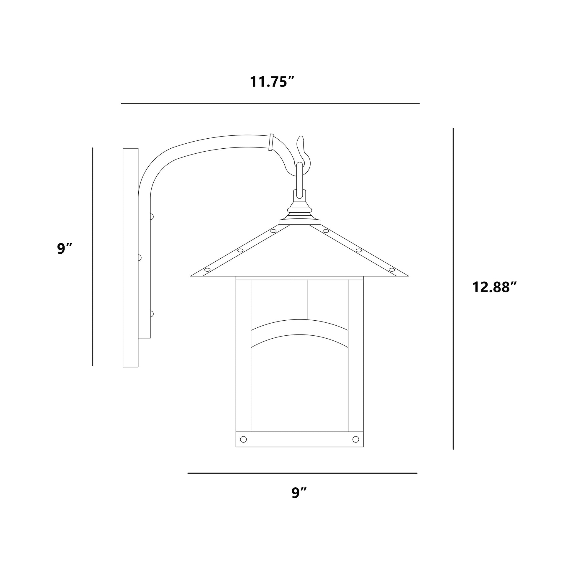 Evergreen Wall Light - line drawing.