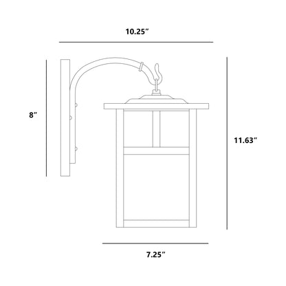 Mission Hanging Wall Light - line drawing.