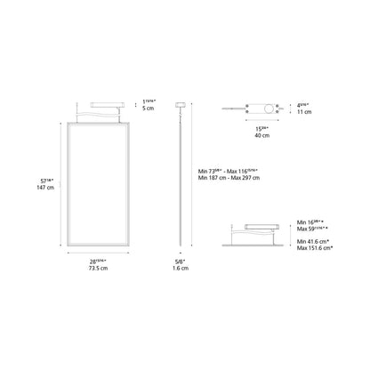 Discovery Space Rectangular LED Pendant Light - line drawing.