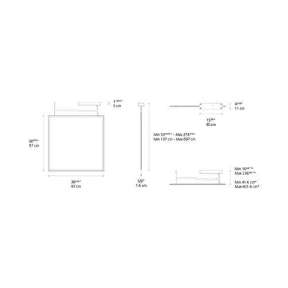Discovery Space Square LED Pendant Light - line drawing.