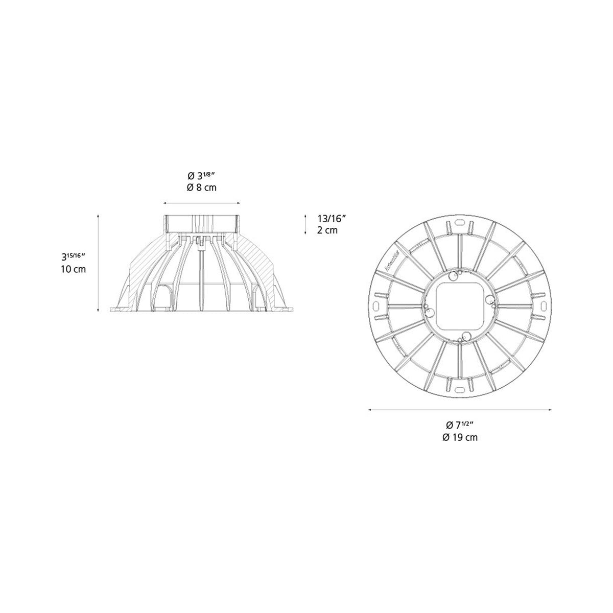 Ego Recessed Housing - line drawing.