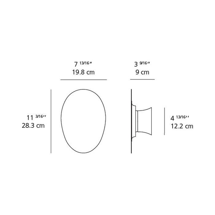 Facce Alpha Raised LED Ceiling / Wall Light - line drawing.