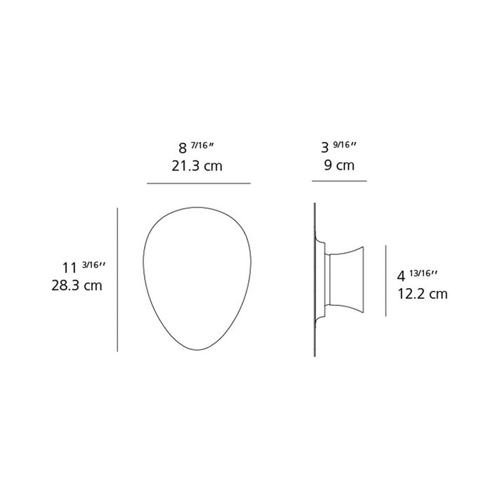 Facce Tetro Shallow LED Ceiling / Wall Light - line drawing.