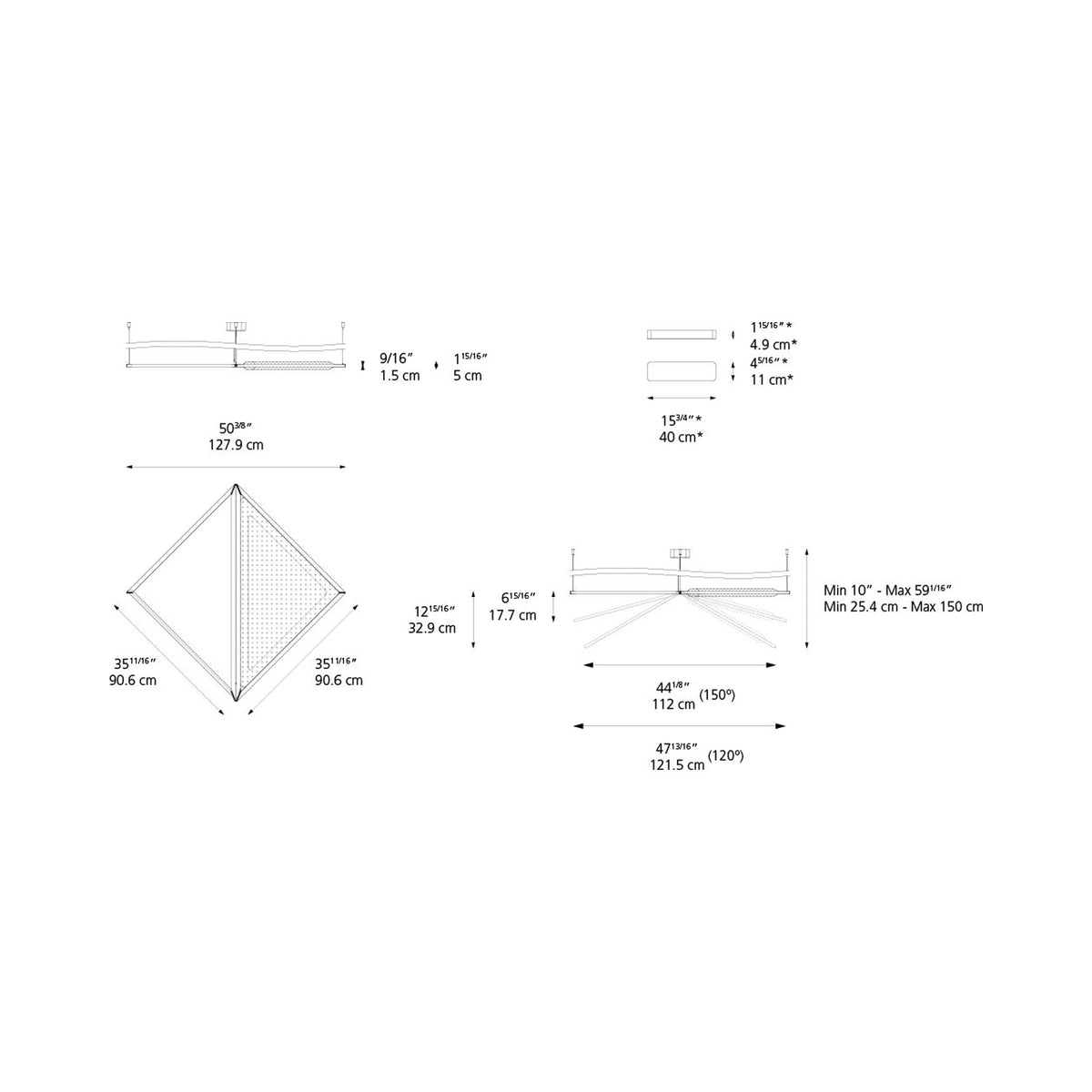 Flexia LED Pendant Light - line drawing.