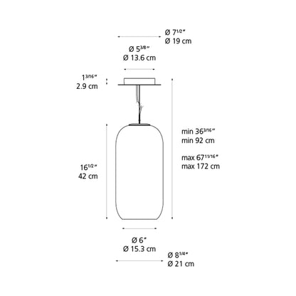 Gople Pendant Light - line drawing.