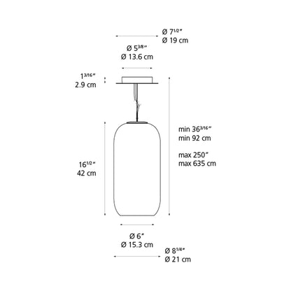 Gople Pendant Light - line drawing.