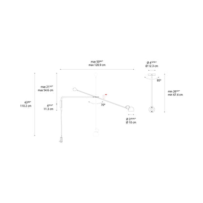 Ixa Arm LED Wall Light - line drawing.