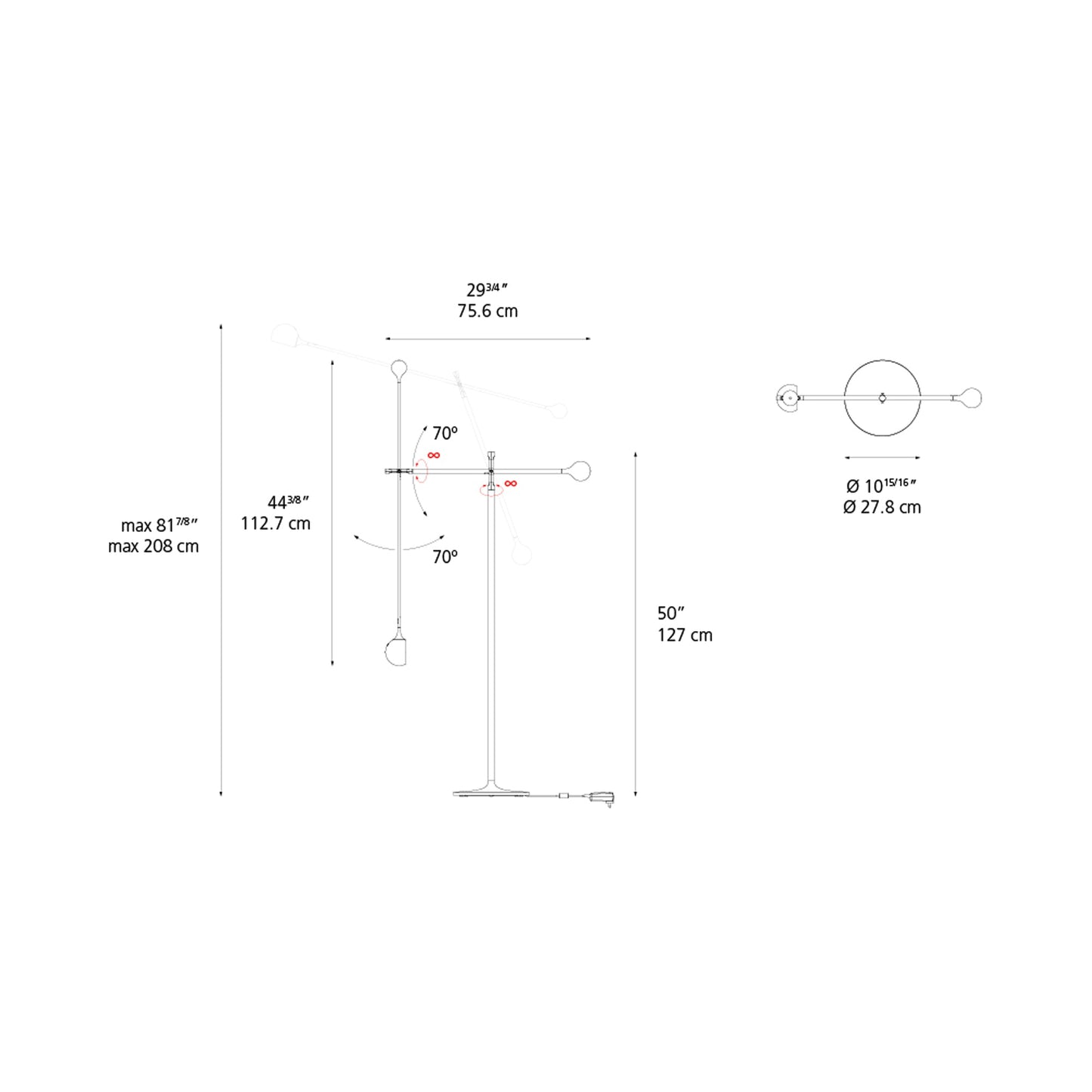 Ixa LED Floor Lamp - line drawing.