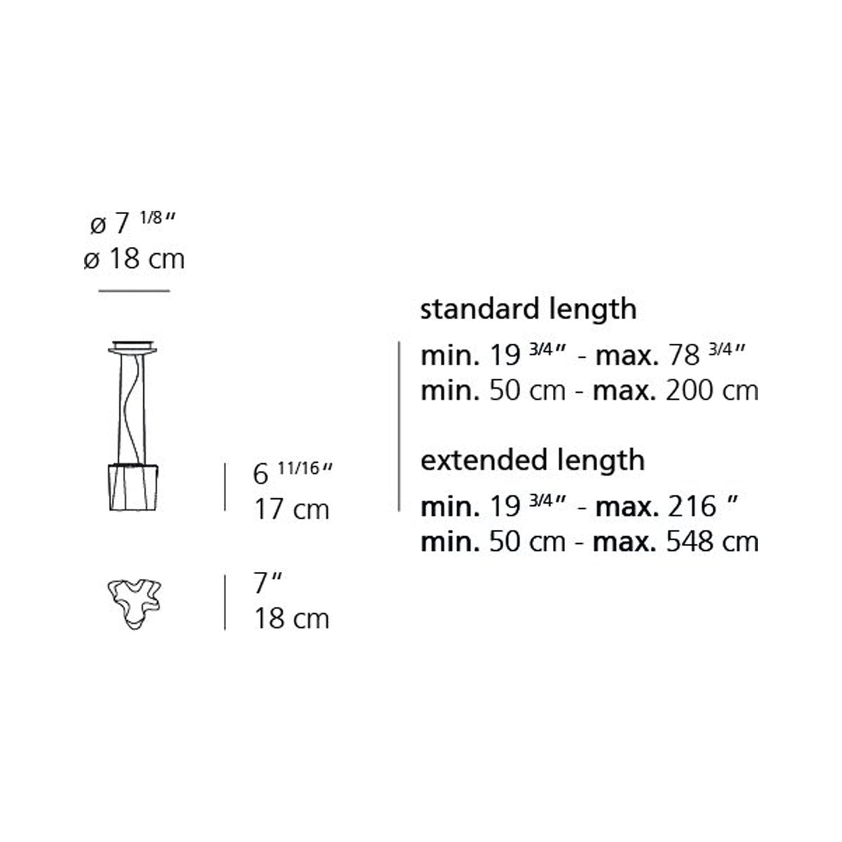 Logico Micro Pendant Light - line drawing.