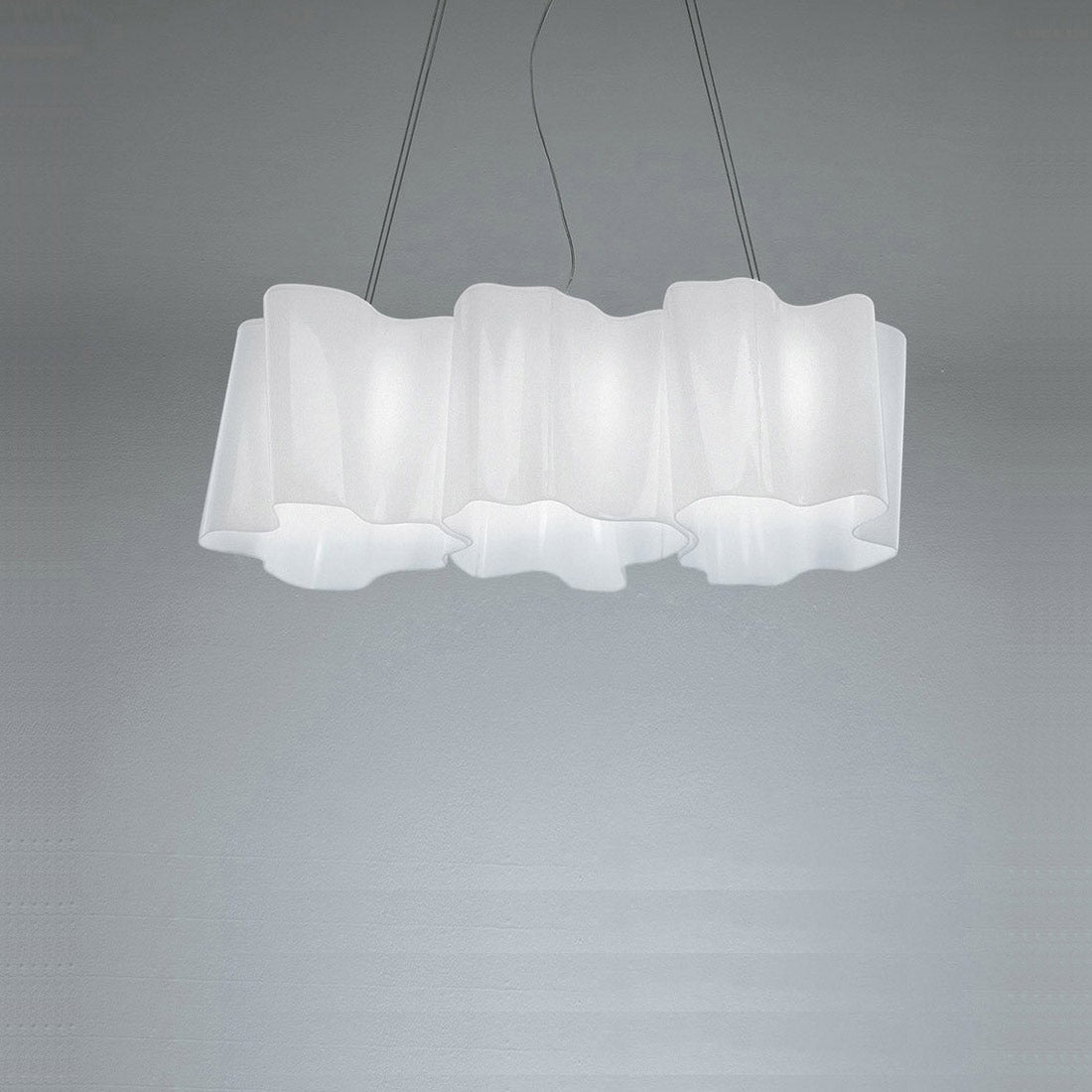 Logico Triple Linear Pendant Light in Milky White (Small).