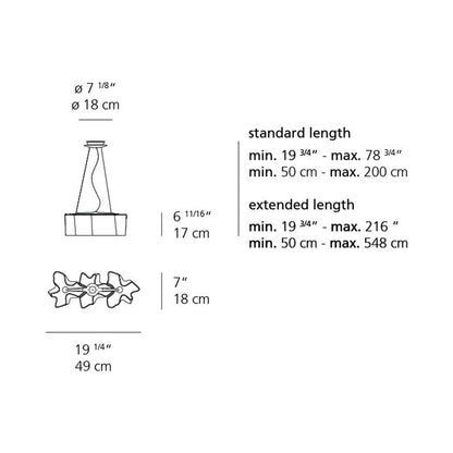 Logico Triple Linear Pendant Light - line drawing.