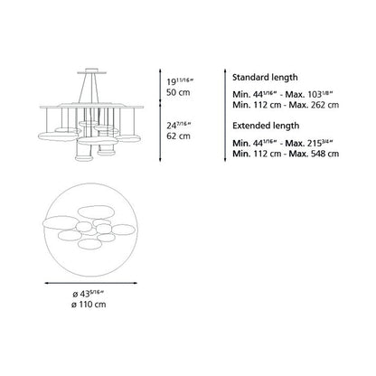 Mercury LED Suspension Light - line drawing.