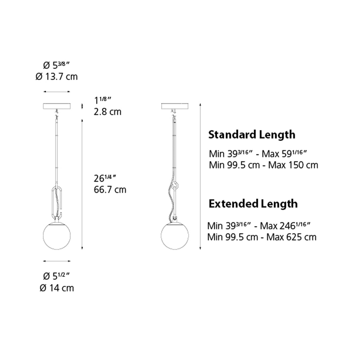 NH LED Pendant Light - line drawing.