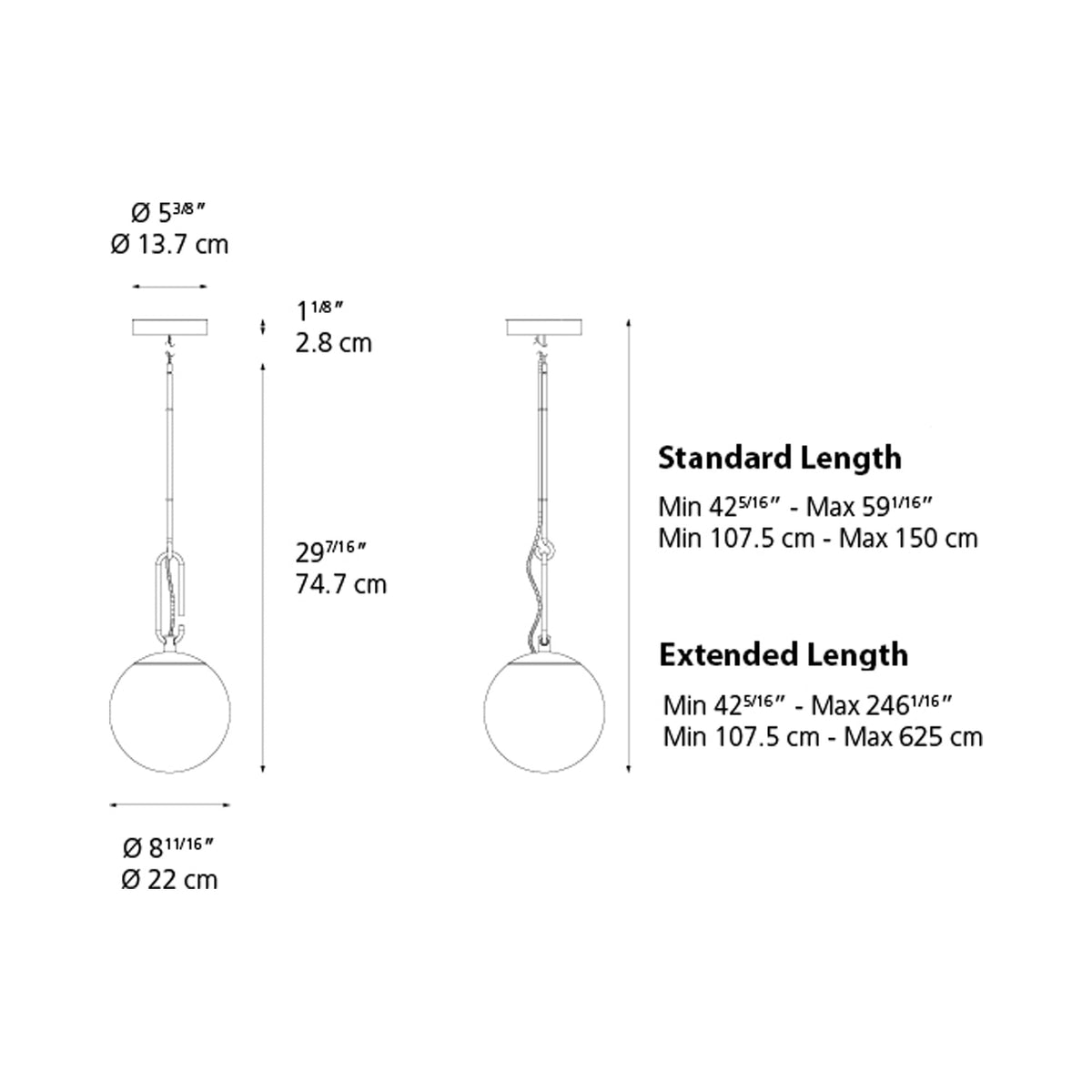 NH LED Pendant Light - line drawing.
