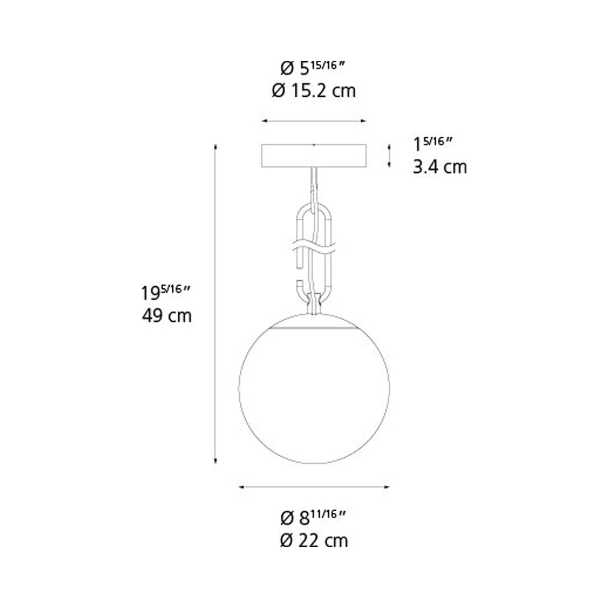 NH1217 Flush Mount Ceiling Wall Light - line drawing.