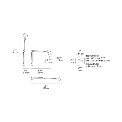Tolomeo Classic LED Table Lamp with Motion Sensor - line drawing.