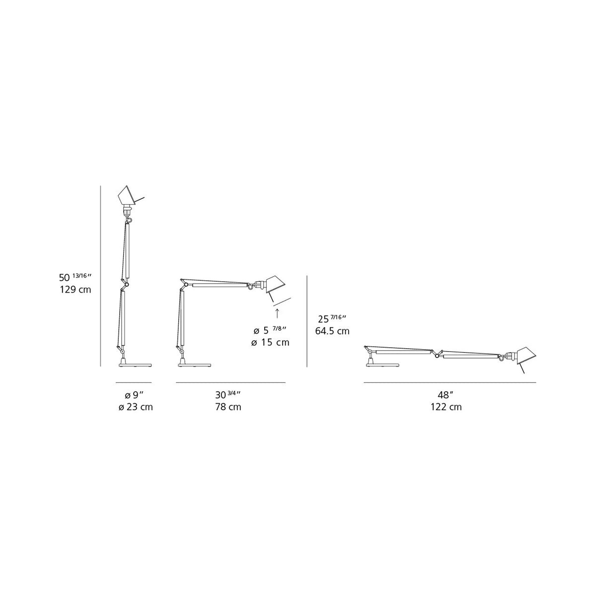Tolomeo Classic LED Table Lamp with Motion Sensor - line drawing.