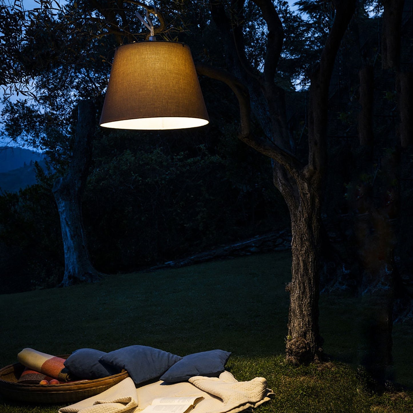 Tolomeo Outdoor Hook LED Flush Mount Ceiling Light Outside Area.